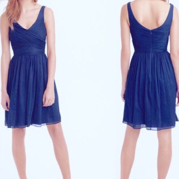 J. CREW Heidi Chiffon Blue Dress Size 16 - Picture 2 of 6